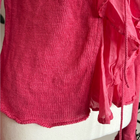 Mexx - Raspberry Pink Ruffle Tie Front Top - Picture 4 of 9